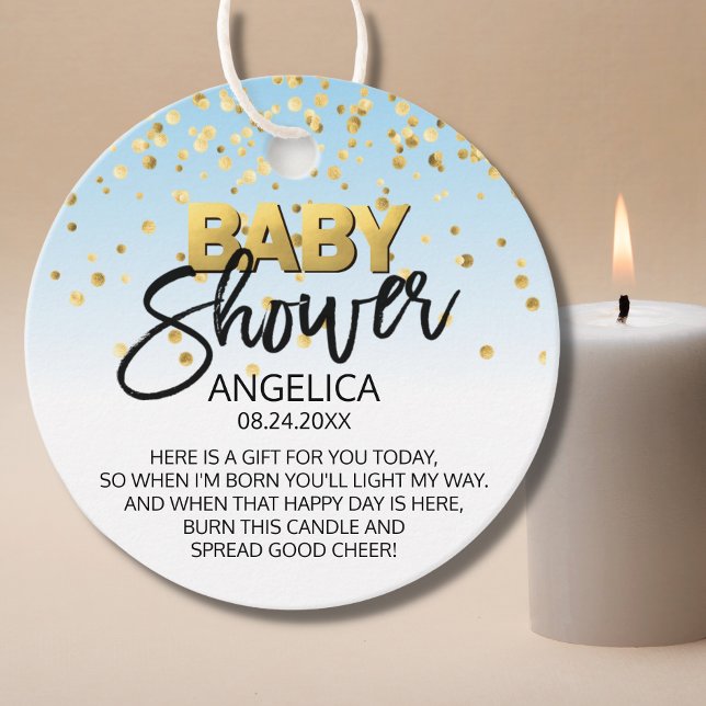 Blue Gold Baby Dusche Kerze Votive Gefallen Geschenkanhänger (Von Creator hochgeladen)