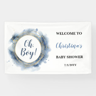 Blue Gold Baby Dusche Oh Junge Willkommen Banner