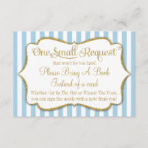 Blue Gold Baby Shower Book Card Bringen Sie einen