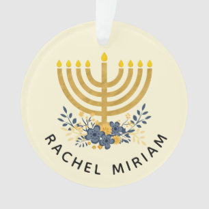 Blue & Gold Baby's First Hanukkah   Datierter Sake Ornament