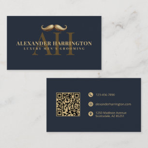 Blue Gold Barber Shop Schnurrbart Herrenpflege Visitenkarte