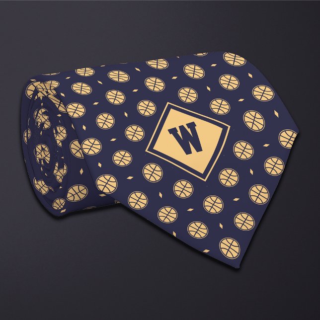 Blue Gold Basketball Icon Necktie Krawatte (Von Creator hochgeladen)