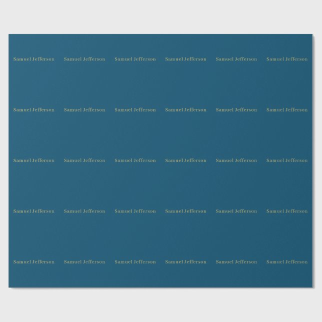 Blue Gold Beruflich Trendy Minimalistisch Name Geschenkpapier (Flach)