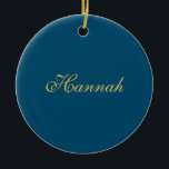 Blue Gold Beruflich Trendy Minimalistisch Name Keramik Ornament<br><div class="desc">Erleben Sie dieses moderne,  elegante Design. Diese Vorlage kann an alle beruflichen Beruf angepasst werden.</div>