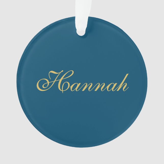 Blue Gold Beruflich Trendy Minimalistisch Name Ornament (Vorderseite)