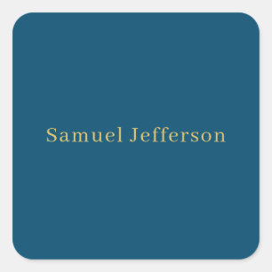 Blue Gold Beruflich Trendy Minimalistisch Name Quadratischer Aufkleber