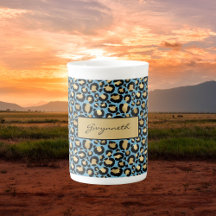Blue Gold Black Leopard Print mit Ihrem Namen