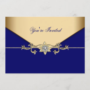 Blue Gold Blue Corporate Party Event Template Einladung