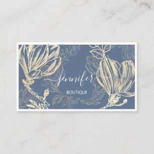 Blue Gold Blume Gerahmter QR-Code Gerahmtes Logo Visitenkarte