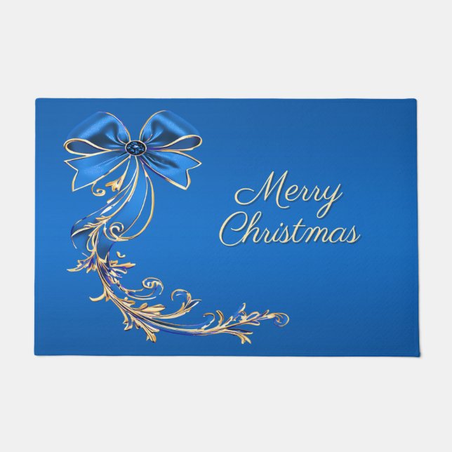 Blue Gold Blume Holiday Doormat Fußmatte (Vorderseite)