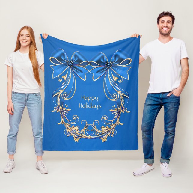 Blue Gold Blume Holiday Fleece Blanket (Beispiel)