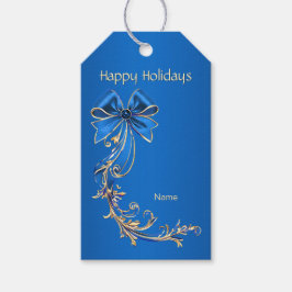Blue Gold Blume Holiday-Geschenk-Tag Geschenkanhänger