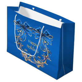 Blue Gold Blume Holiday Gift Bag Große Geschenktüte