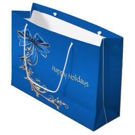 Blue Gold Blume Holiday Gift Bag Große Geschenktüte