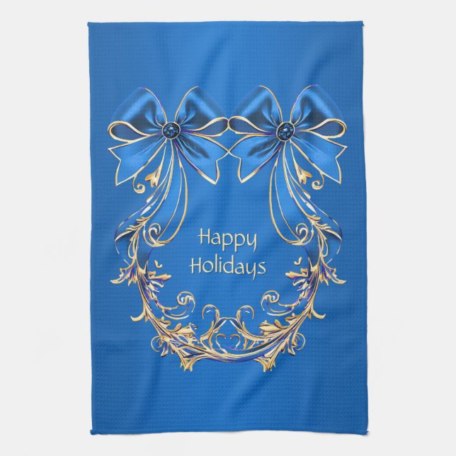 Blue Gold Blume Holiday Kitchtuch Geschirrtuch (Vertikal)