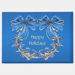 Blue Gold Blume Holiday Magnet