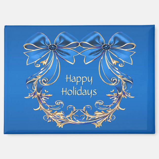 Blue Gold Blume Holiday Magnet (Vorderseite)