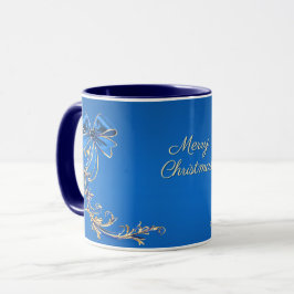 Blue Gold Blume Holiday Tasse