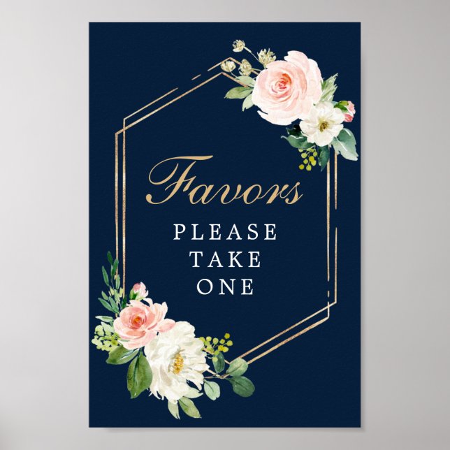 Blue Gold Blush Favoriten Zeichen Poster (Vorne)