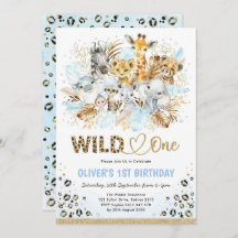 Blue Gold Boho Safari Tiere Wild Ein Geburtstag