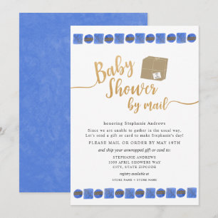 Blue Gold Boy Baby Dusche per Post Einladung