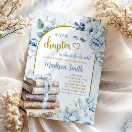 Blue Gold Boy Storybook Theme Baby Dusche Einladung