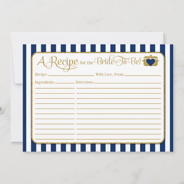 Blue Gold Brautparty Rezept Card (Vorderseite)