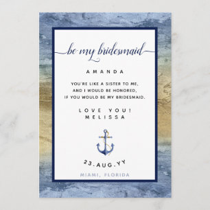 Blue & Gold Bridesmaid Vorschlag #Nautic Card Einladung