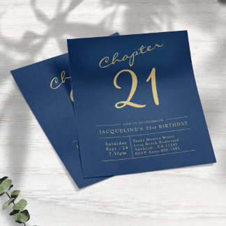 Blue Gold Budget 21. Geburtstag Einladung Flyer
