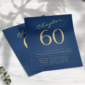 Blue Gold Budget 60. Geburtstag Einladung Flyer