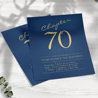 Blue Gold Budget 70. Geburtstag Einladung Flyer
