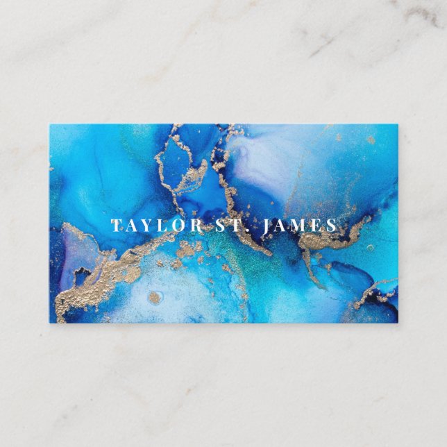 Blue Gold Business Card Visitenkarte (Vorderseite)