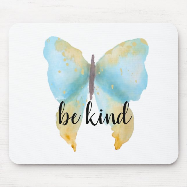 Blue Gold Butterfly inspirierendes Zitat freundlic Mousepad (Vorne)