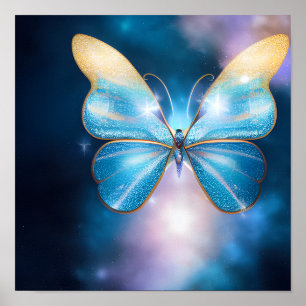 Blue & Gold Butterfly Poster