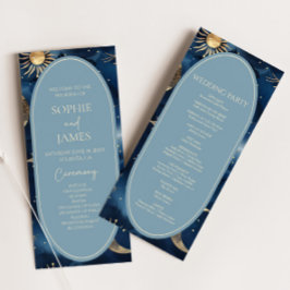 Blue Gold Celestial Elegant Starry Sky Wedding Programm
