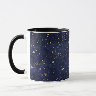 Blue & Gold Celestial Stars Whimsical Watercolor Tasse