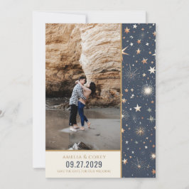 Blue & Gold Celestial Wedding Save The Date