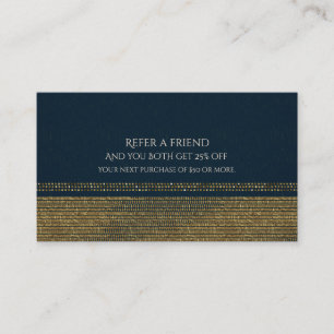 Blue & Gold Chic Sparkling Glam Golfen Empfehlungskarte