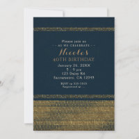 Blue & Gold Chic Sparkling Glam Party Einladungen
