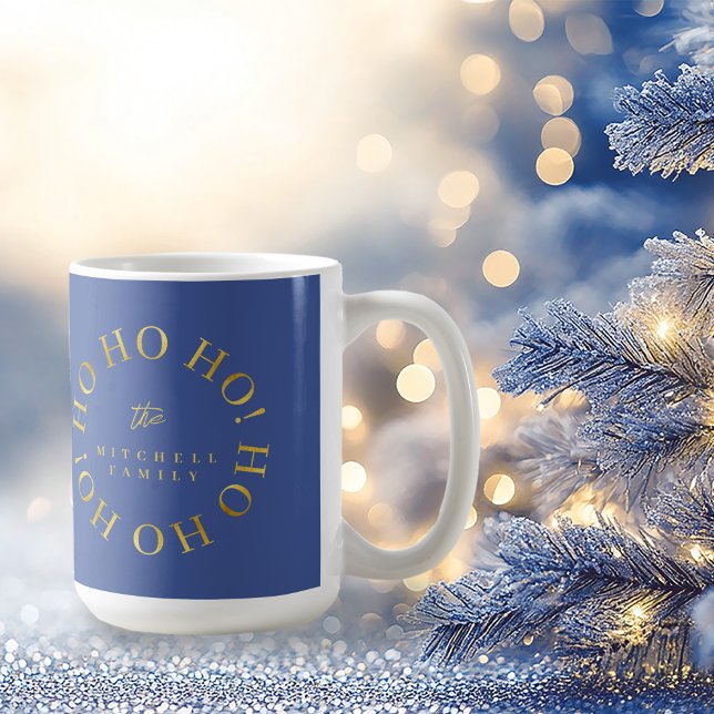 Blue Gold Christmas Ho Ho Ho ID1009 Kaffeetasse (Von Creator hochgeladen)