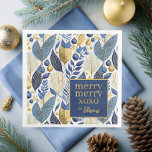 Blue Gold Christmas Merry Pattern#21 ID1009 Serviette<br><div class="desc">Wenn Sie sich fragen, welche Farbkombinationen Sie für Ihre Weihnachtsdekoration und Geschenkartikel in diesem Jahr auswählen sollten, habe ich Sammlungen von aufeinander abgestimmten Mustern erstellt, um das Leben ein wenig leichter zu machen. Diese Weihnachtspapierserviette bietet eine auffällige Aquarellpflanzung mit Beeren und Weihnachtsschmuck in tiefblau und gold mit einer Vorlage, um...</div>