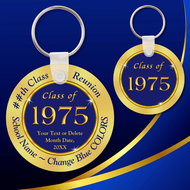 Blue Gold, Class of 1975, Class Wiedersehen Favors Schlüsselanhänger (Class of 75, Class Reunion Party Favors. Personalized, Class of 1975 Reunion, Gifts. Class of 1975.)
