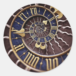 Blue & Gold Clock Face Runder Aufkleber