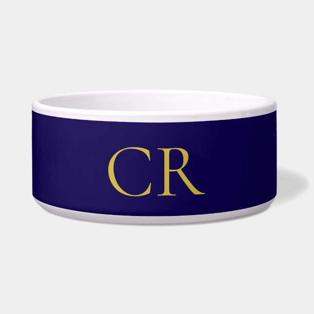 Blue & Gold Color Monogram Modern Minimalist  Napf (Vorderseite)