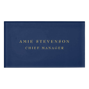 Blue Gold Colors Beruflich Classic Schlicht Namenschild