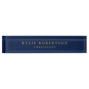 Blue Gold Colors Beruflich Trendy Moderne Schlicht Namensplakette