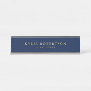 Blue Gold Colors Beruflich Trendy Moderne Schlicht Schreibtischnamensplakette
