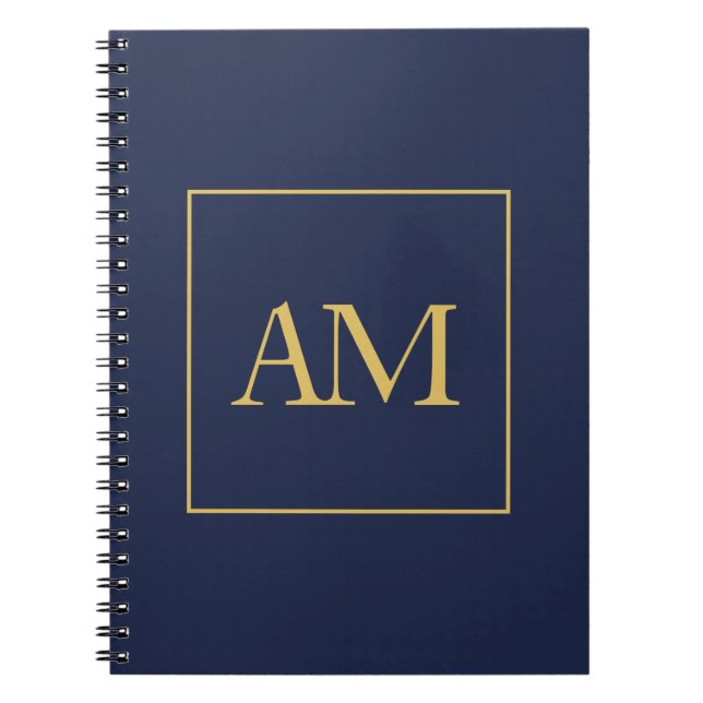 Blue Gold Colors Monogram Anfangsbuchstaben Notizblock (Vorderseite)