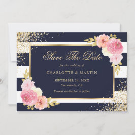 Blue Gold Confetti Blush Pink Blumenzehen Save The Date