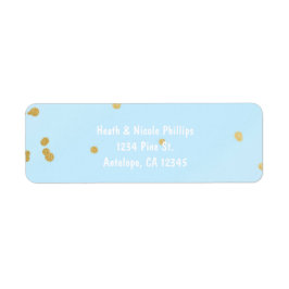 Blue & Gold Confetti Dots Modernes Adressetikett